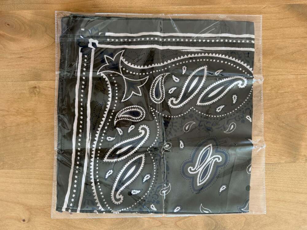 Olive Green Paisley Print Square Bandana Scarf 26x26